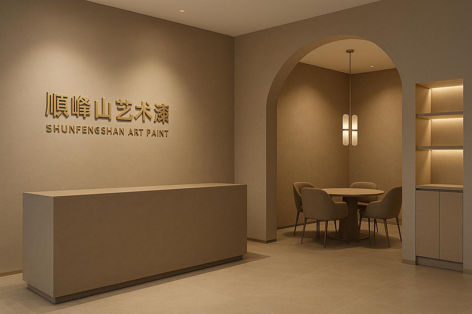顺峰山艺术漆招商加盟品牌形象图，现代高端质感，细腻纹理。